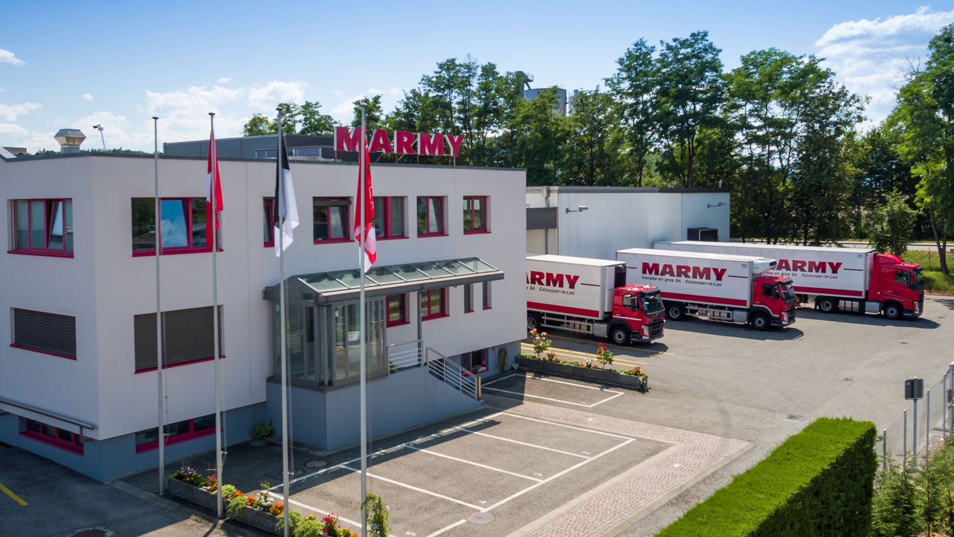 Façade et aménagements modernes de Marmy Viandes à Estavayer-le-Lac